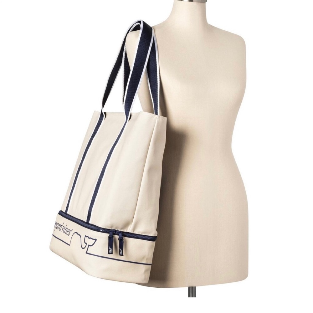 Vineyard Vines Whale Line Beach Bag Tote - Cream